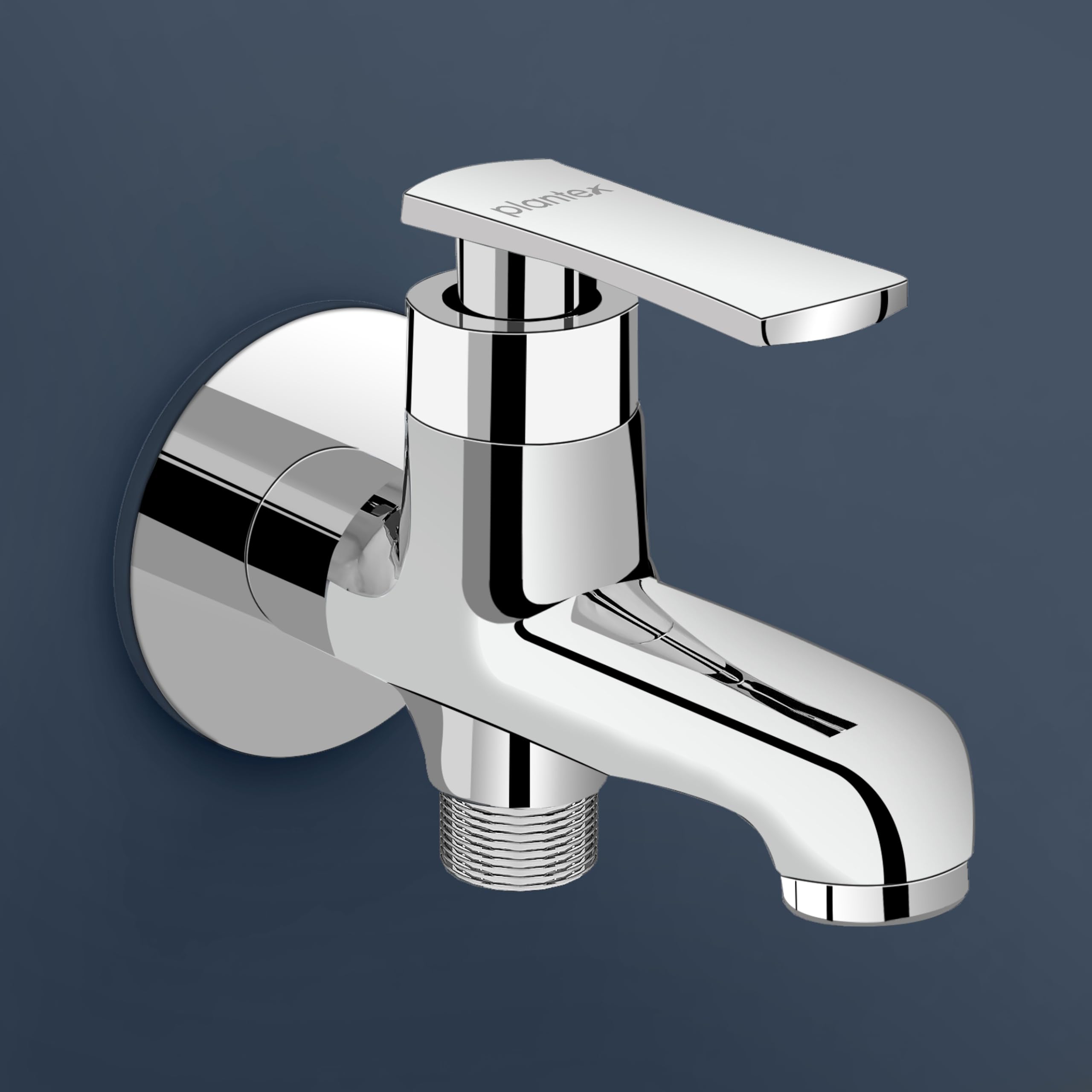 Plantex Pure Brass 2 in 1 Tap for Washing Machine/2-Way Bib Cock for Bathroom with Wall Flange & Teflon Tape - (Chrome, 3507-1)