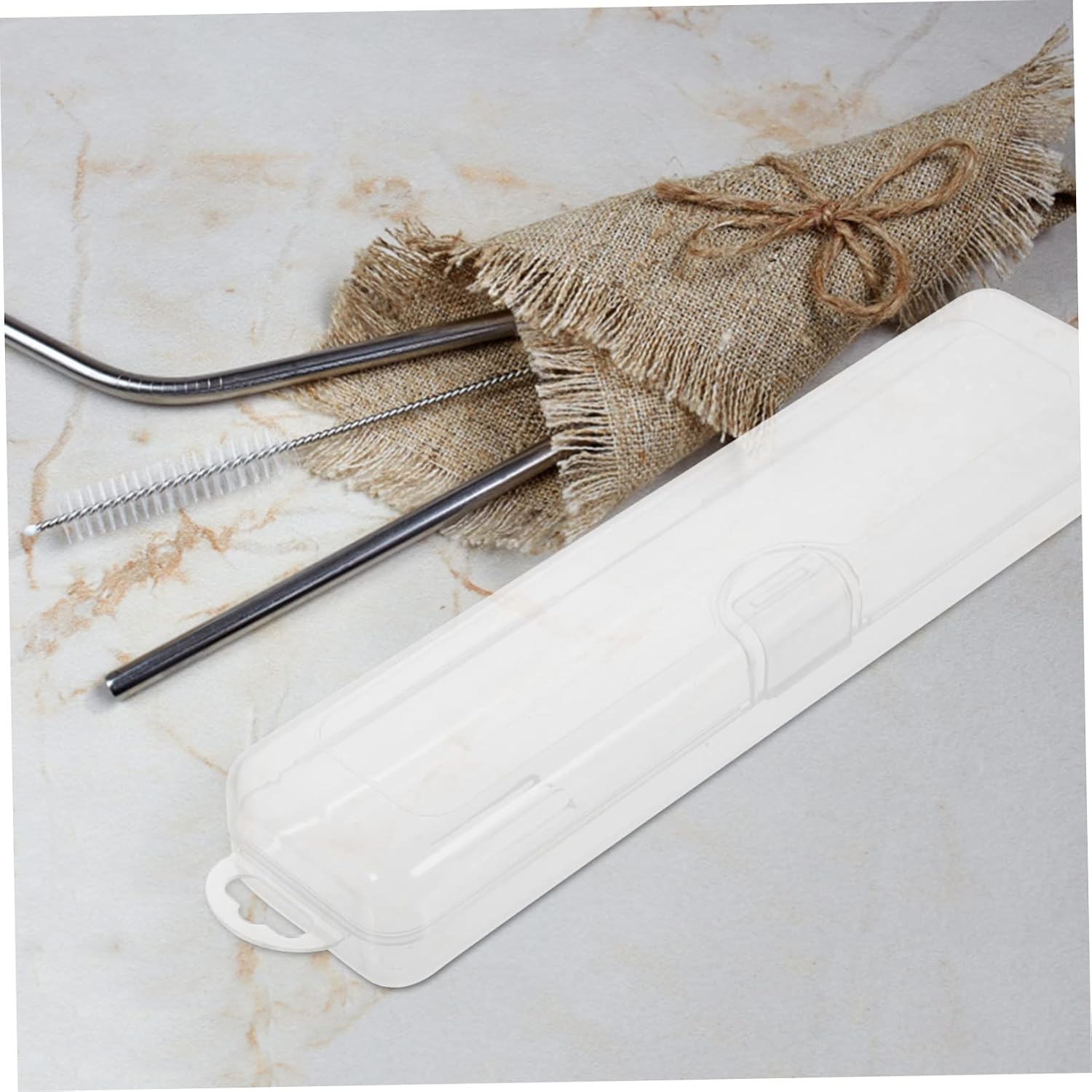 4pcs Portable Drinking Straw Storage Box Lids Dustproof Plastic Organizer for Travel Small Carrying Case for Straw Holder