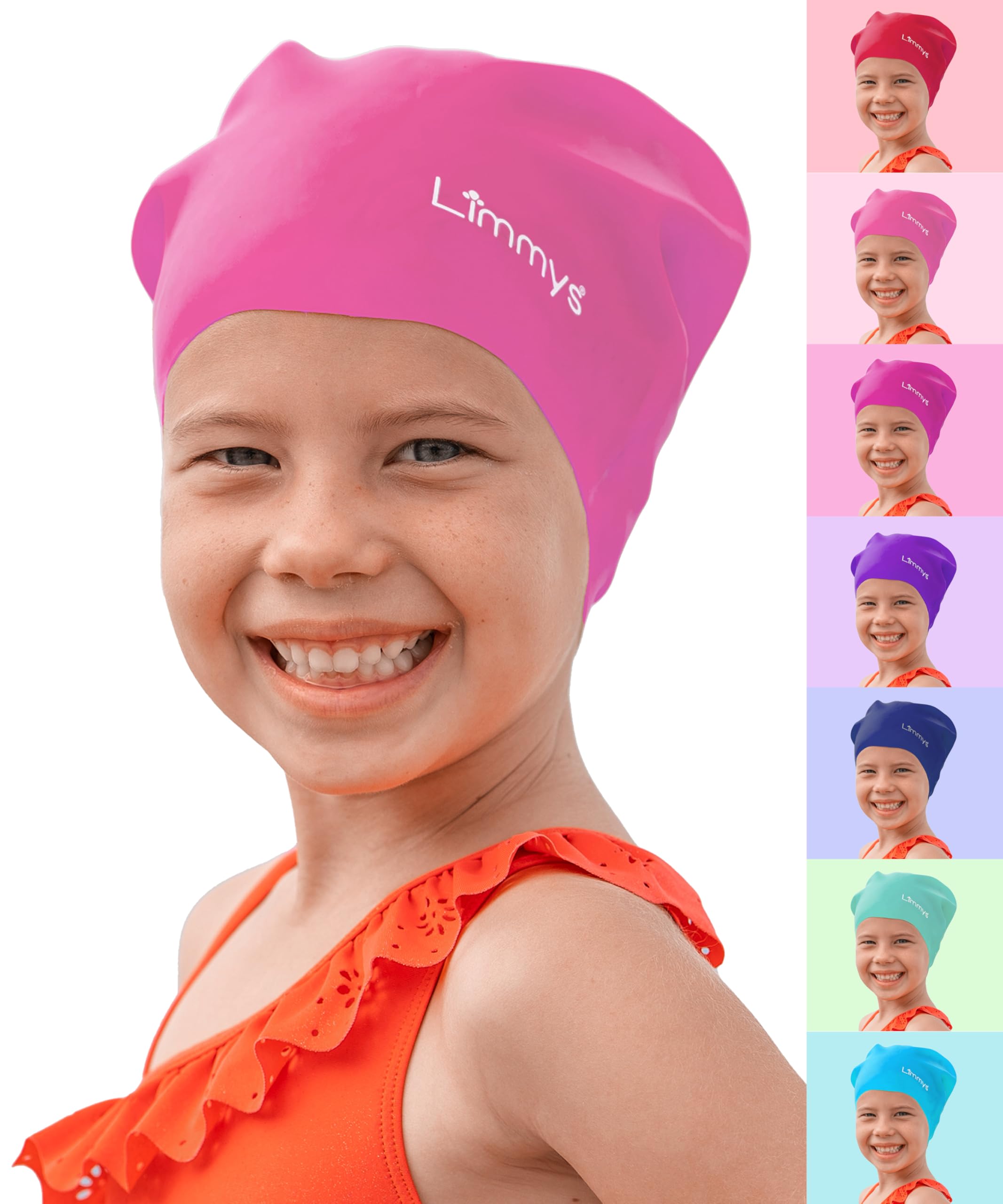 Limmys Cuffia Piscina Bambini - Cuffia Piscina per Capelli Lunghi, Trecce, Dreadlocks - Cuffia Nuoto 100% Silicone di Qualità Superiore, Elastica e Comoda - Disponibile in Diversi Colori