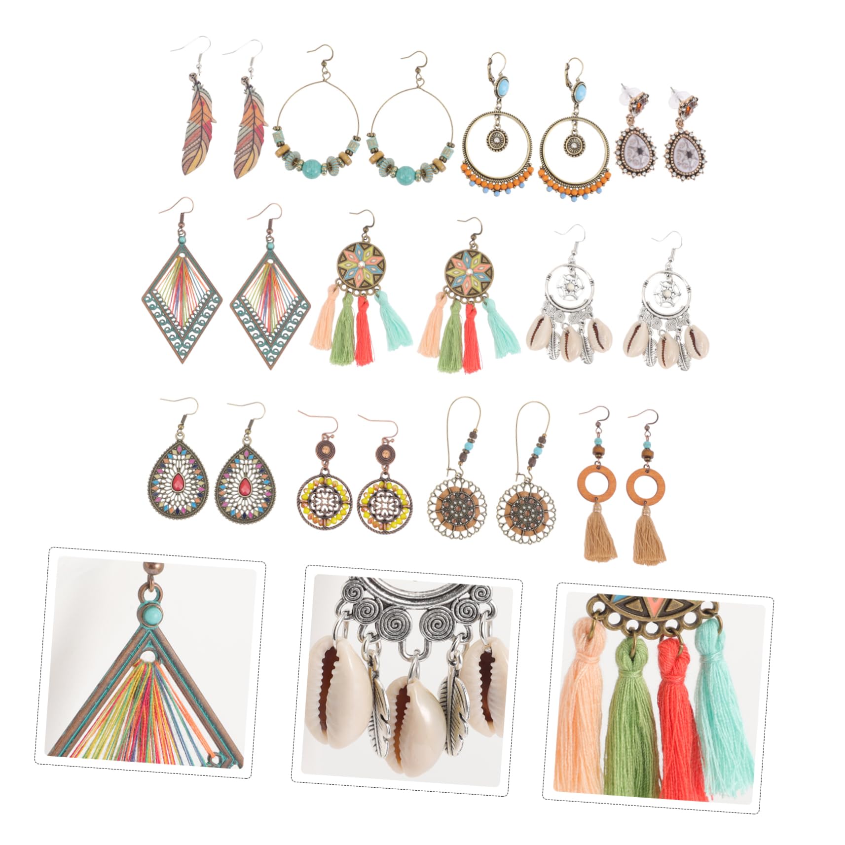 22 Pares Pendientes Bohemios Joyas Para Mujer Pendientes Decoración De Conchas Marinas Llamativos Para Mujer Joyas Bohemias Para Peine De Flujo (poliéster)