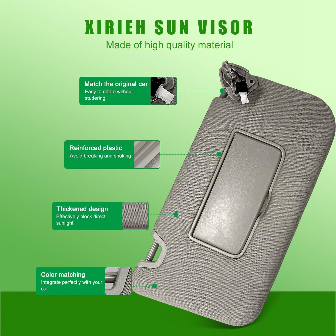 Left Driver Side Sun Visor Fits for Nissan Rogue X-Trail 2014-2020 Sunshade Compatible with 96401-4BA3E 96401-4BA1D with Vanity Light/with Makeup Mirror (Left Driver Side(Grey))