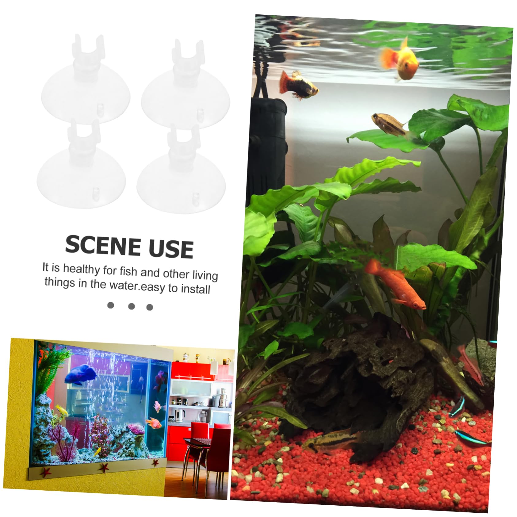 VANZACK 60 Piezas ventosas Clip clamp Accesorios pecera succión Ventosa para Acuario Taza Ventosa para pecera Abrazadera ventosas Agua