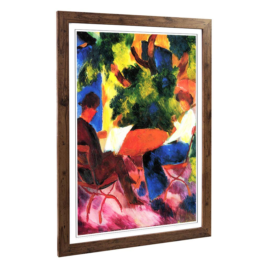 Big Box Art Framed Print of August Macke at The Garden Table Design | Wall Art Picture | Home Decor for Kitchen, Living Room, Bedroom, Hallway, Walnut, A2 / 24.5x18 Inch / 62x45cm