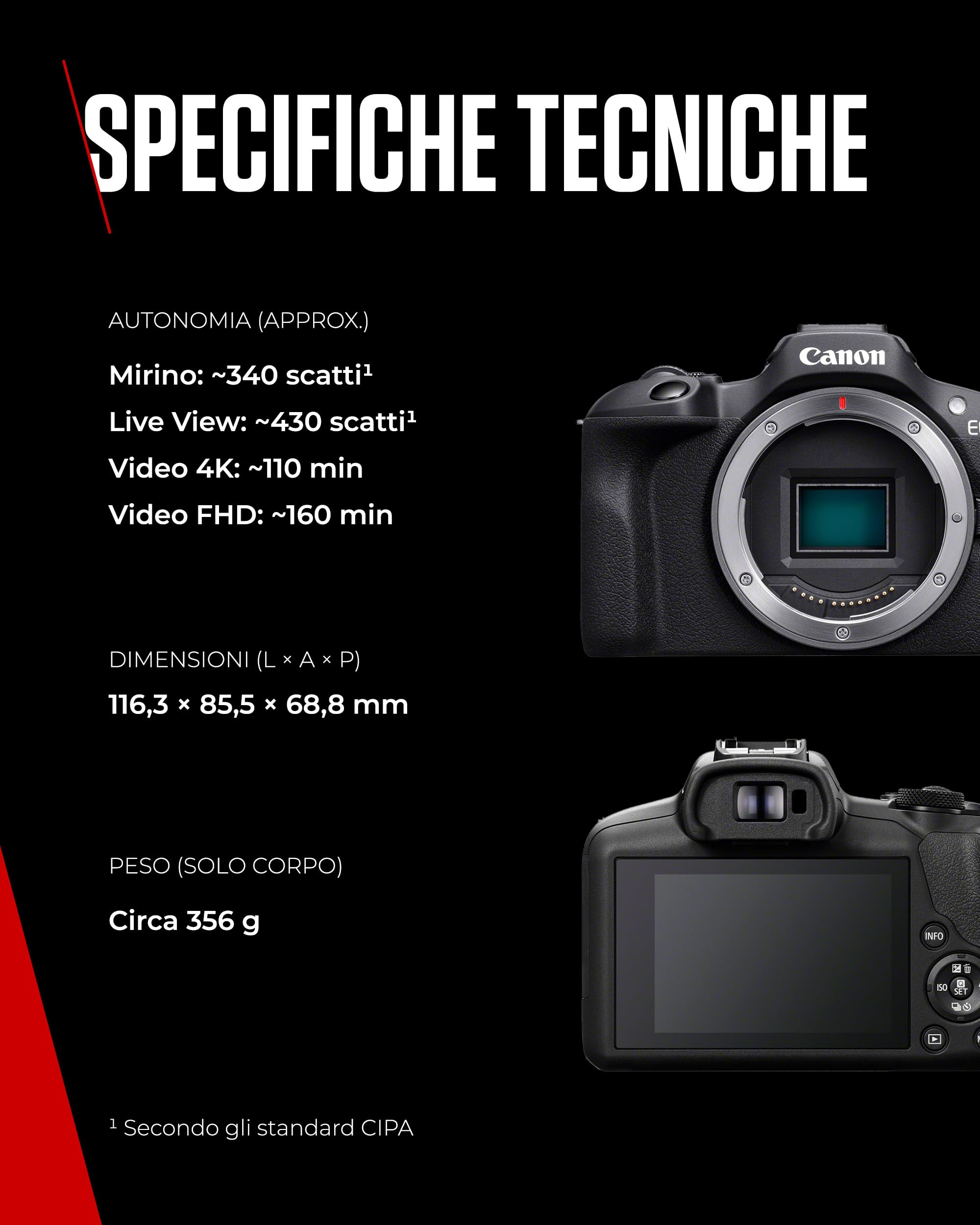 Canon EOS R100 + RF-S 18-45mm IS STM & RF-S 55-210mm IS STM Lenses - Fotocamera Mirrorless APS-C da 24,1 MP, Dual Pixel CMOS AF, Videocamera 4K, Scatto Continuo 6,5 fps - Wi-Fi, Bluetooth