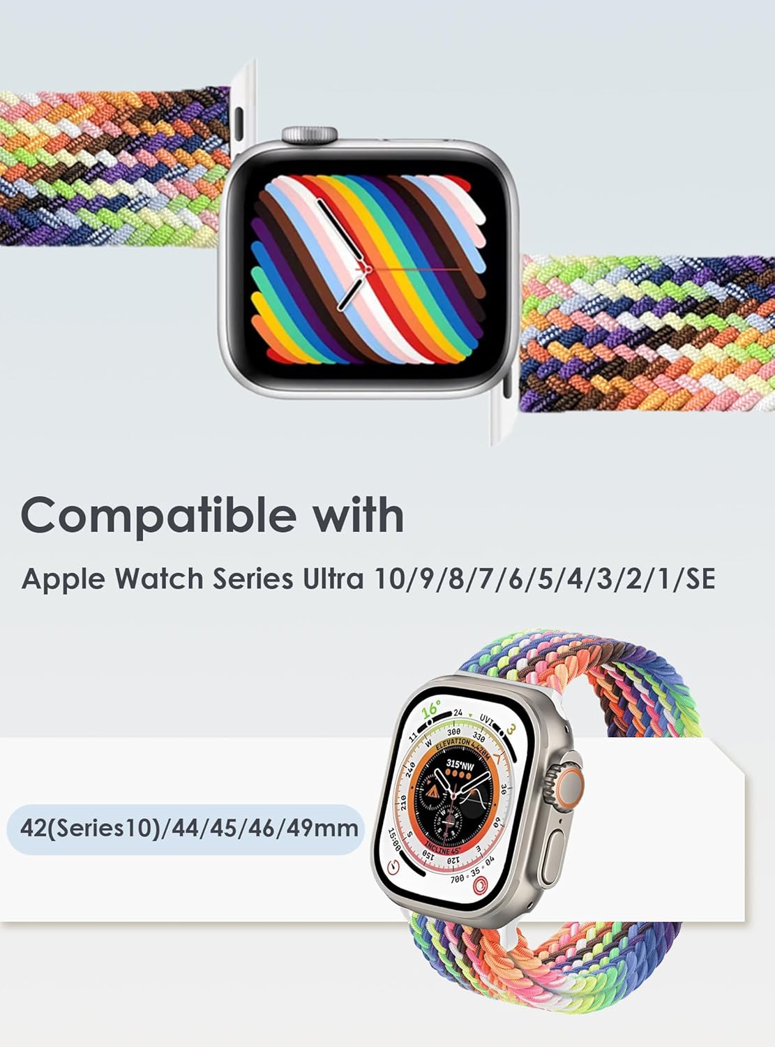 Braided Bands Magnetic Clasp Compatible with Apple Watch 38mm 40mm 41mm 42mm 44mm 45mm 46mm 49mm for Women Men,Breathable Sports Straps for iWatch Series 10 9 8 7 6 SE 5 4 3 2 Ultra 2 1 - Image 2