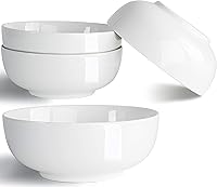 Jingdezhen 40oz Large Porcelain Bowls Set of 4 - Durable White Cereal, Salad, Pasta, Soup & Pho Bowls, Dishwasher & Microwave Safe