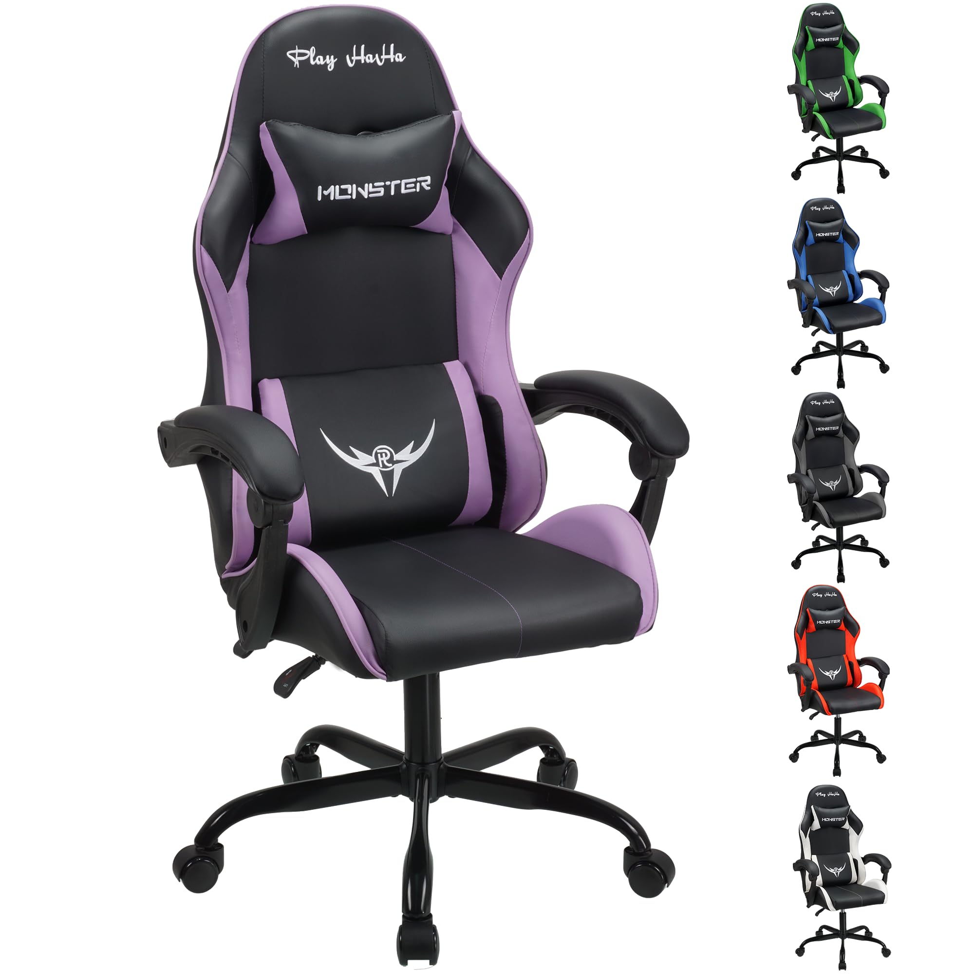 Play haha.Silla Gaming Silla de Oficina Silla Giratoria Silla de Ordenador Silla de Tareas Silla de Escritorio Silla Ergonómica Silla de Carreras Silla de Cuero Silla (Violeta)