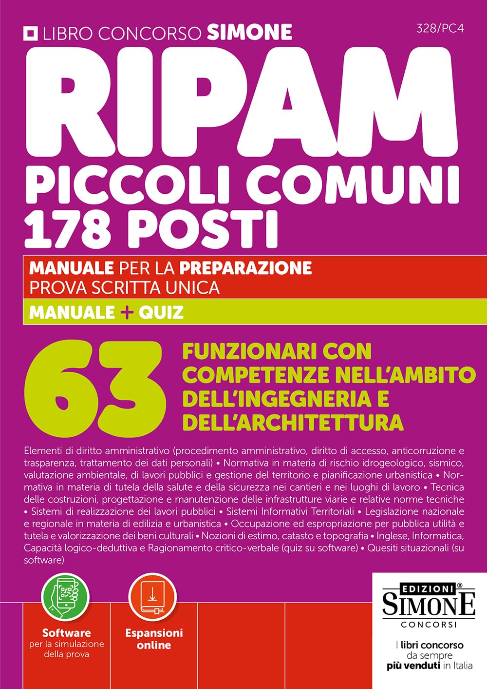 Concorso RIPAM piccoli comuni. 178 posti 63 Funzionari con competenze nell'ambito dell'ingegneria e dell'architettura. Manuale per la preparazione. Prova scritta unica. Con espansioni online. Con ...