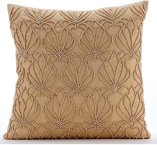 The HomeCentric Funda de almohada, fundas de almohada de 22 x 22 pulgadas, fundas de almohada decorativas doradas, funda de almohada con patrón de