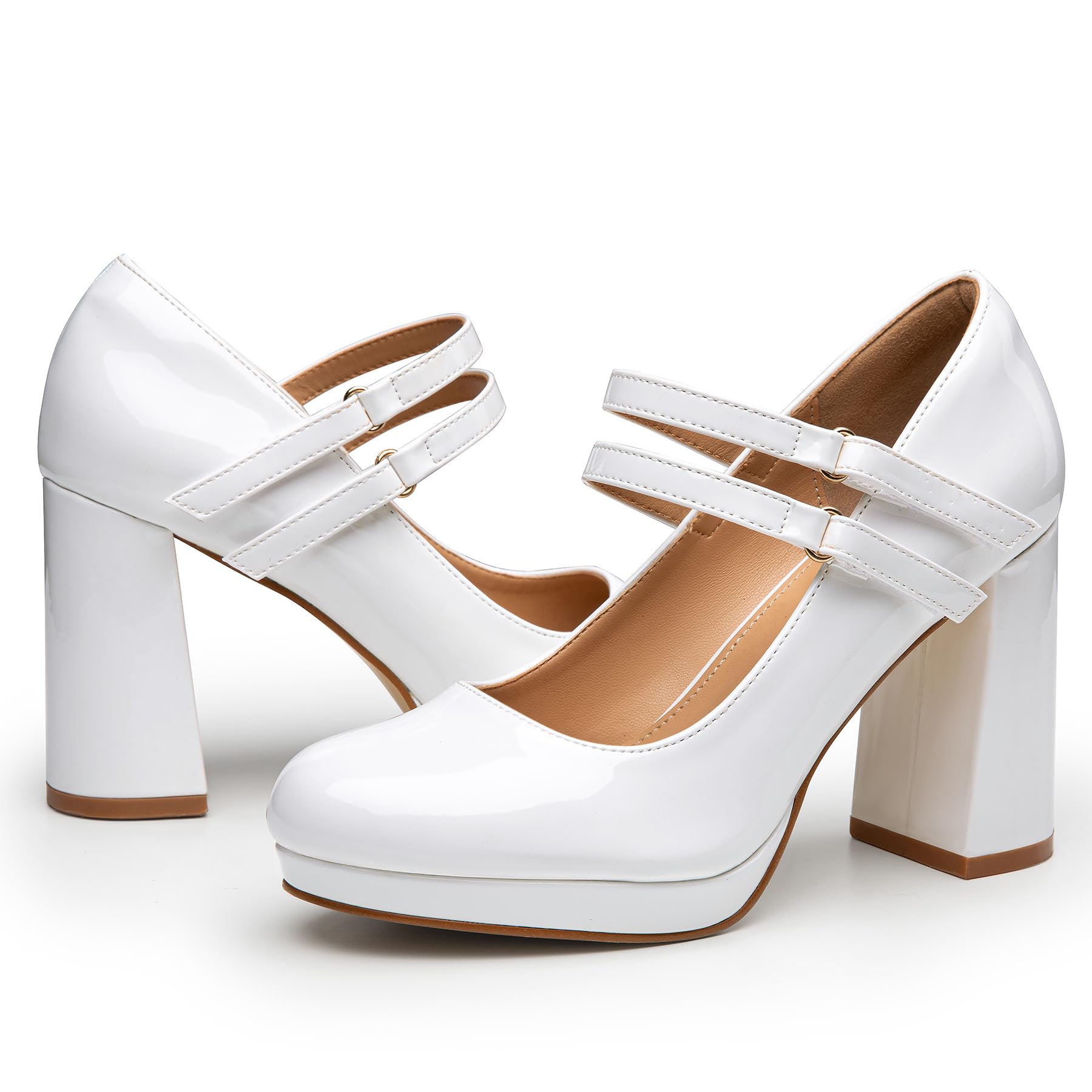 Trary Mary Jane Shoes Women Heels Platform Chunky Block High Heels with Double Strap Women's Pumps Comfortable Dress Pumps for Party Wedding Office