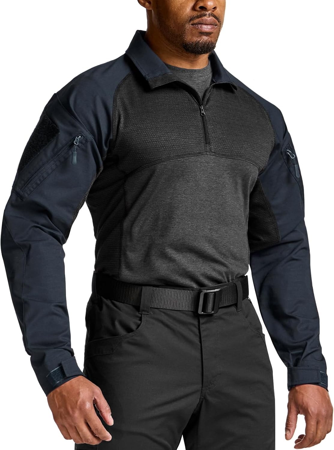 CQR Men's Combat Shirt Tactical 1/4 Zip Long Sleeve Military BDU Shirts Camo EDC Top with Pockets - Image 2