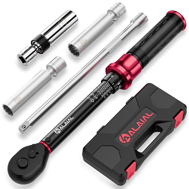 Kit de soquetes para velas de ignição com chave de torque, acionamento de 9,5 mm (3/8 pol.), faixa de 6,8–61 N·m, 5 peças