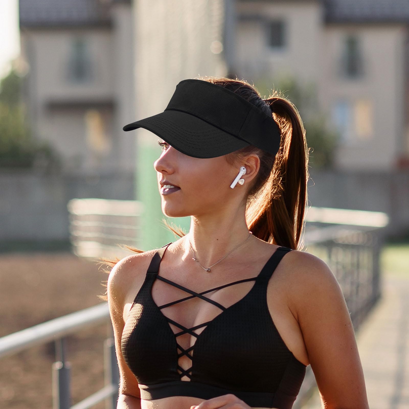 GWAWG 2 szt. czapka przeciwsłoneczna, daszek golfowy dla kobiet, damska czapka z daszkiem w kucyk, sportowa czapka outdoorowa, gładka, regulowane czapki golfowe tenisowe dla mężczyzn czarna, Czarny