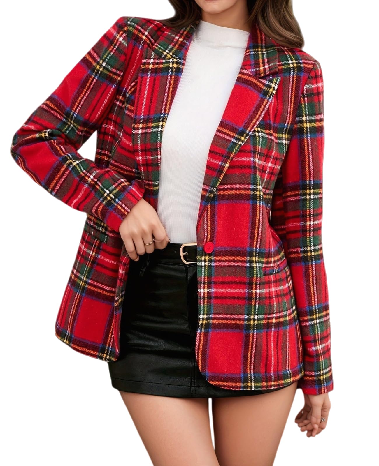 MINTLIMIT Plaid Blazer Jacket for Womens Long Sleeve 2025 Work Office Blazer Lapel Button Work Formal Blazer Jackets
