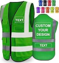 Custom Safety Vest Men High Visibility Reflective Protective Workwear with 5 Pockets for Outdoor Construction, S~5XL