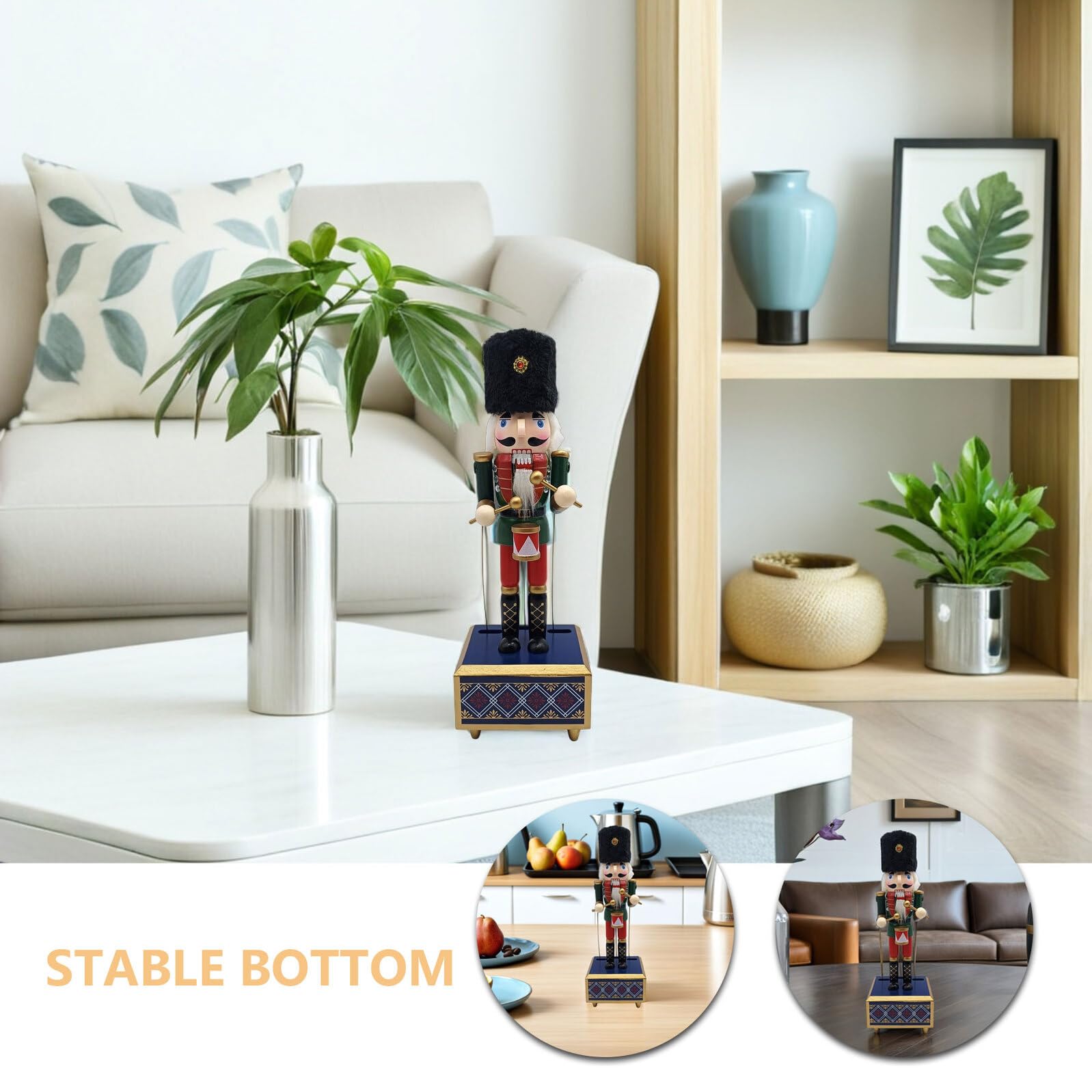 Boîte à Musique Casse-Noisette Bois avec Mécanisme à Remonter Décoration Festive de Noël Figurine Soldat Musicale Bois pour Ambiance Chaleureuse