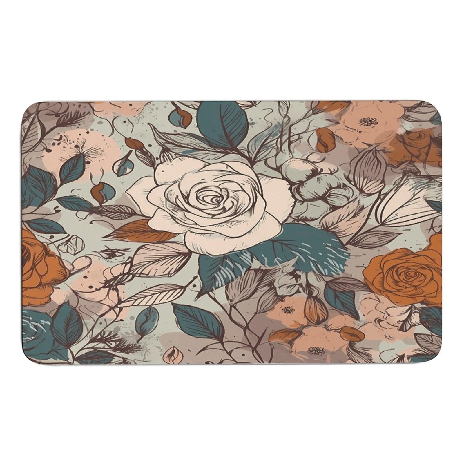 Alfombrillas de diatomita de baño floral: adiós al suelo mojado