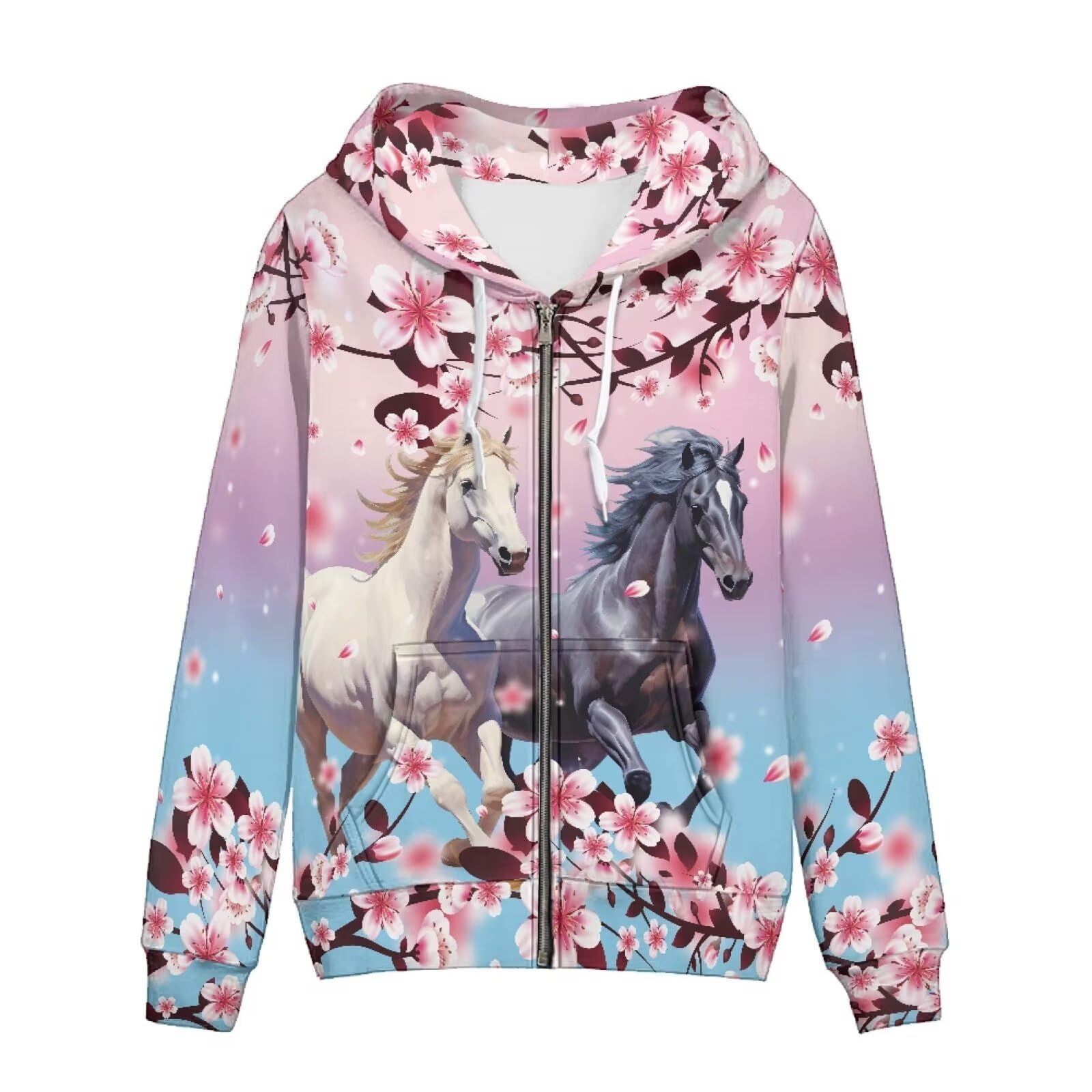 Showudesigns XS-5XL Zip Up Hoodie for Women Sweatshirt Pullover