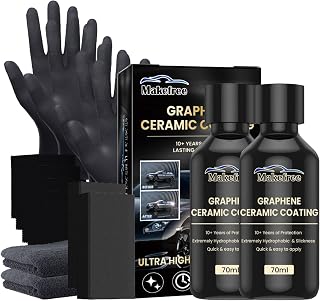 𝟏𝟐𝐇 𝐀𝐝𝐯𝐚𝐧𝐜𝐞𝐝 𝗚𝗿𝗮𝗽𝗵𝗲𝗻𝗲,Graphene Ceramic Coating for Cars,Car Detailing Kits,10+ Years of Long Lasting Protection,Ultra High Gloss, Extremely Hydrophobic(2Pcs,140ML)