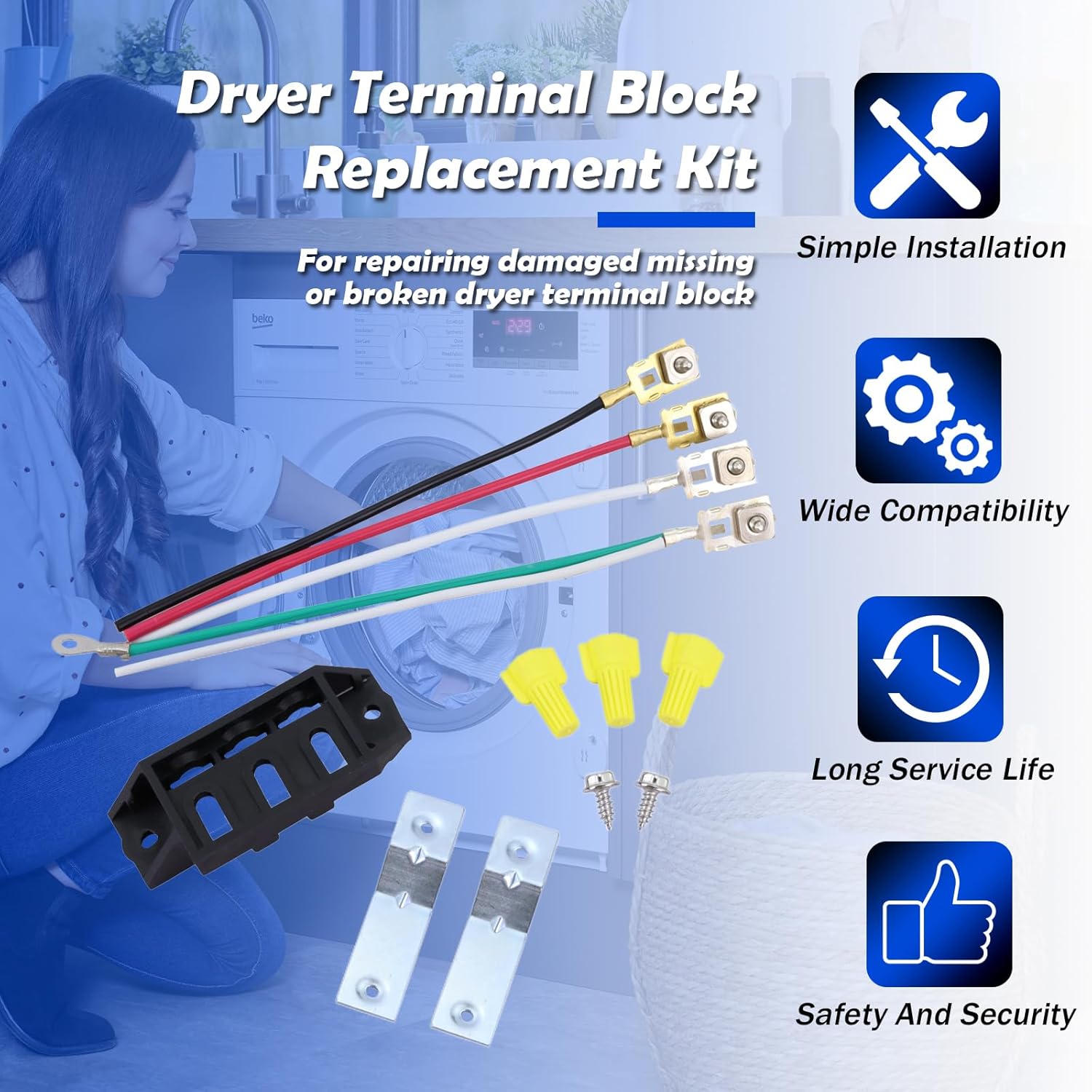 279320 Dryer Terminal Block Replacement Kit Compatible with Whirlpool KitchenAid Maytag Kenmore Dryer Replaces 14201229 AP3094140 14205251 279092