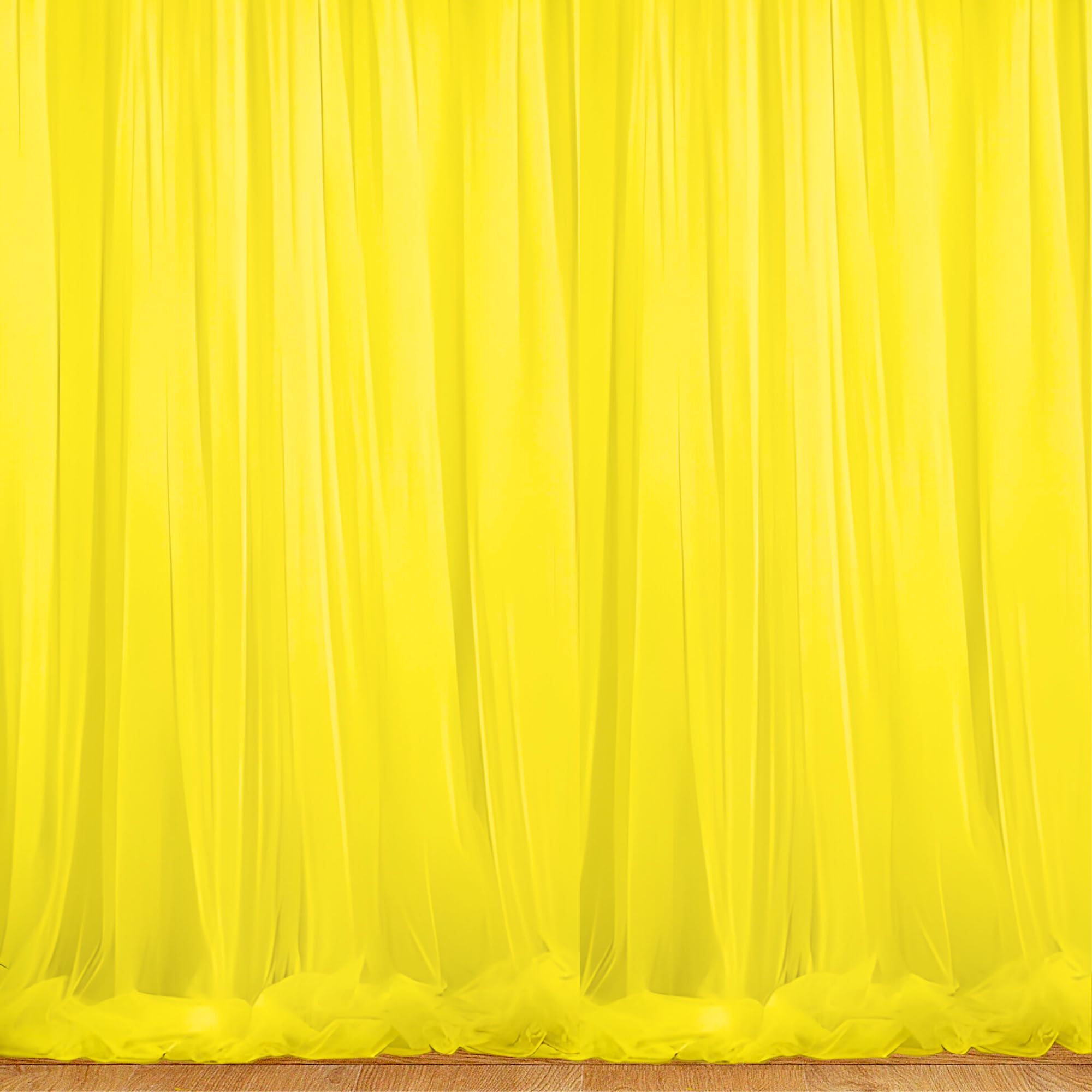 1iAM 4pcs Yellow Backdrop Decoration Net - Large Size, Stitched with Ribbon, Nylon Made, Reusable, Soft, Wrinkled Free, 8.5x5ft Each, Cabana Tent Party Decoration Items for Birthday, Anniversary