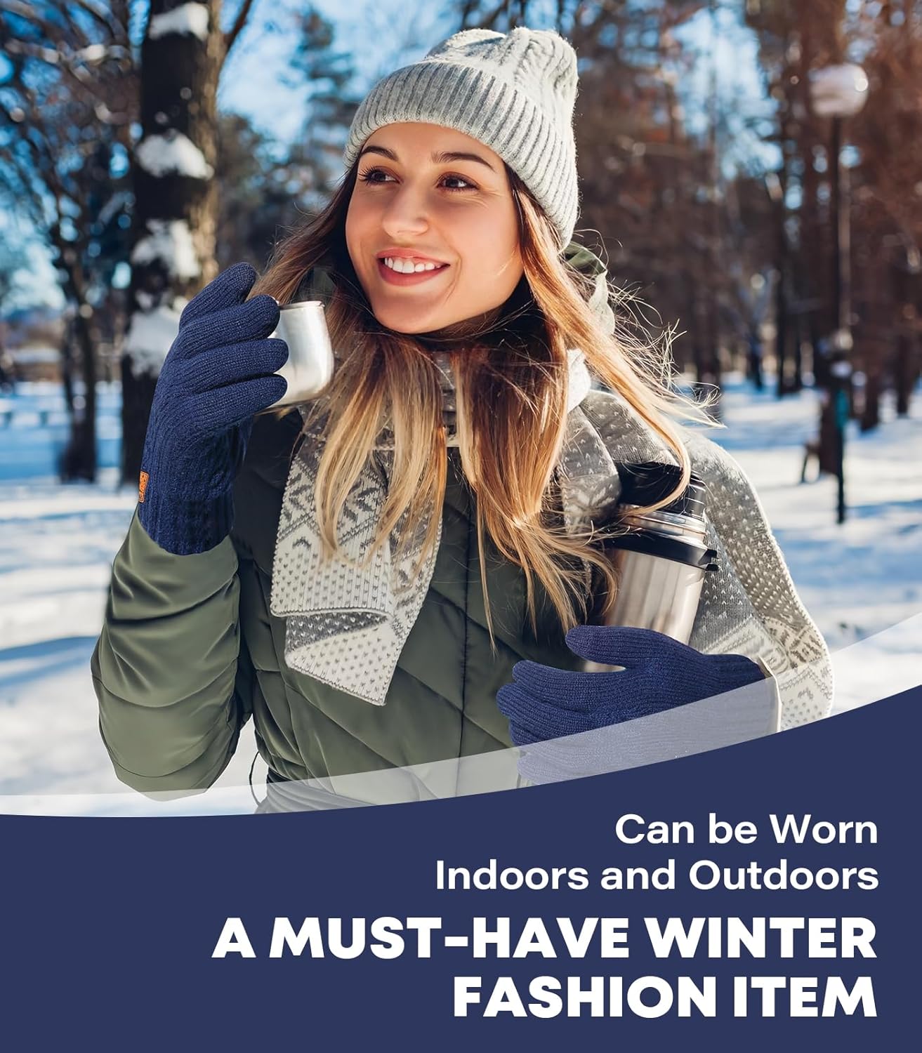 Winter Gloves for Men Women-Warm TouchScreen Cold Weather Gloves,Wool Knit Thermal Adults Gloves for Driving Texting - Image 7