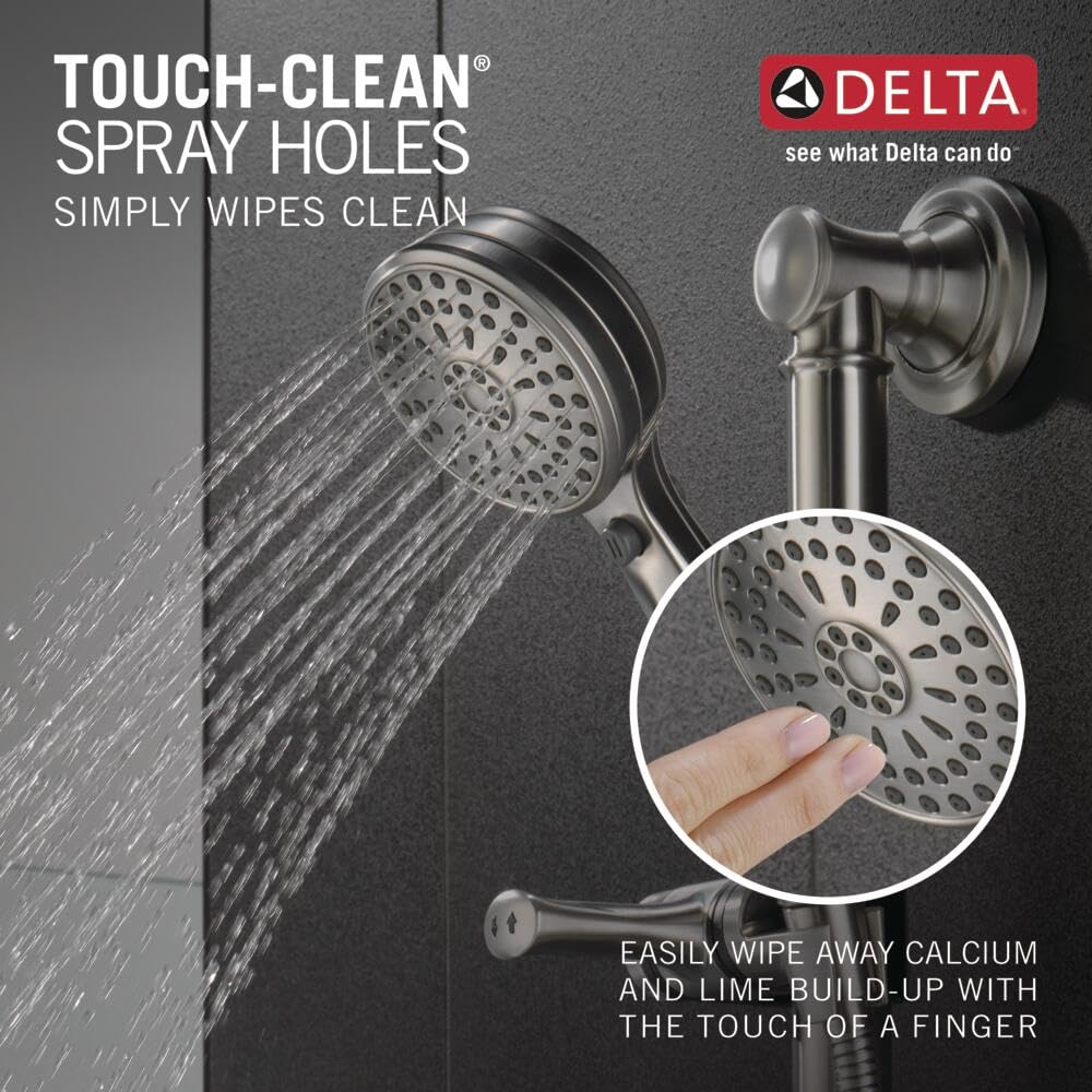 Delta, 51900-SS, doccetta a parete a 9 getti, con barra scorrevole e soffione doccia a mano, con tubo, in acciaio, nichel spazzolato