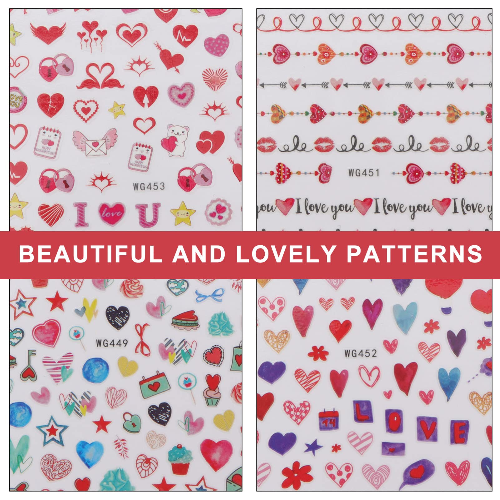 Didiseaon 3 Juegos Pegatinas Para Uñas De San Valentín Cordón Cáscara Adhesivos Manicura San Valentín Decoración Uñas San Valentín Pegatina De Manicura Arte De Uñas Pegatinas 12 Hojas * 3