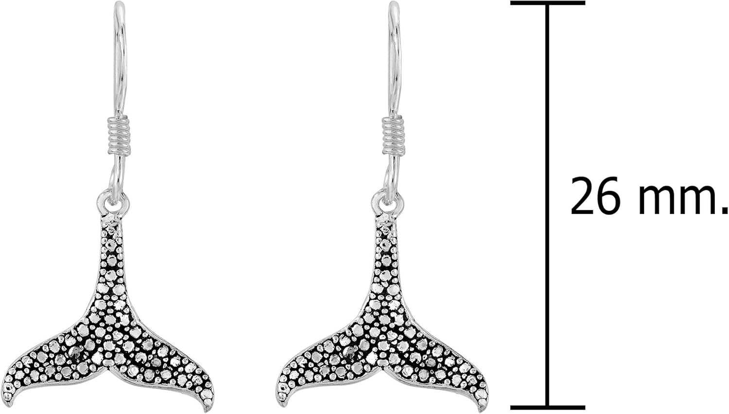 AeraVida Ocean's Gentle Whale Tail Detailed .925 Sterling Silver Dangle Earrings | Elegant Nautical-Inspired Sterling Silver Jewelry for Women - Image 4