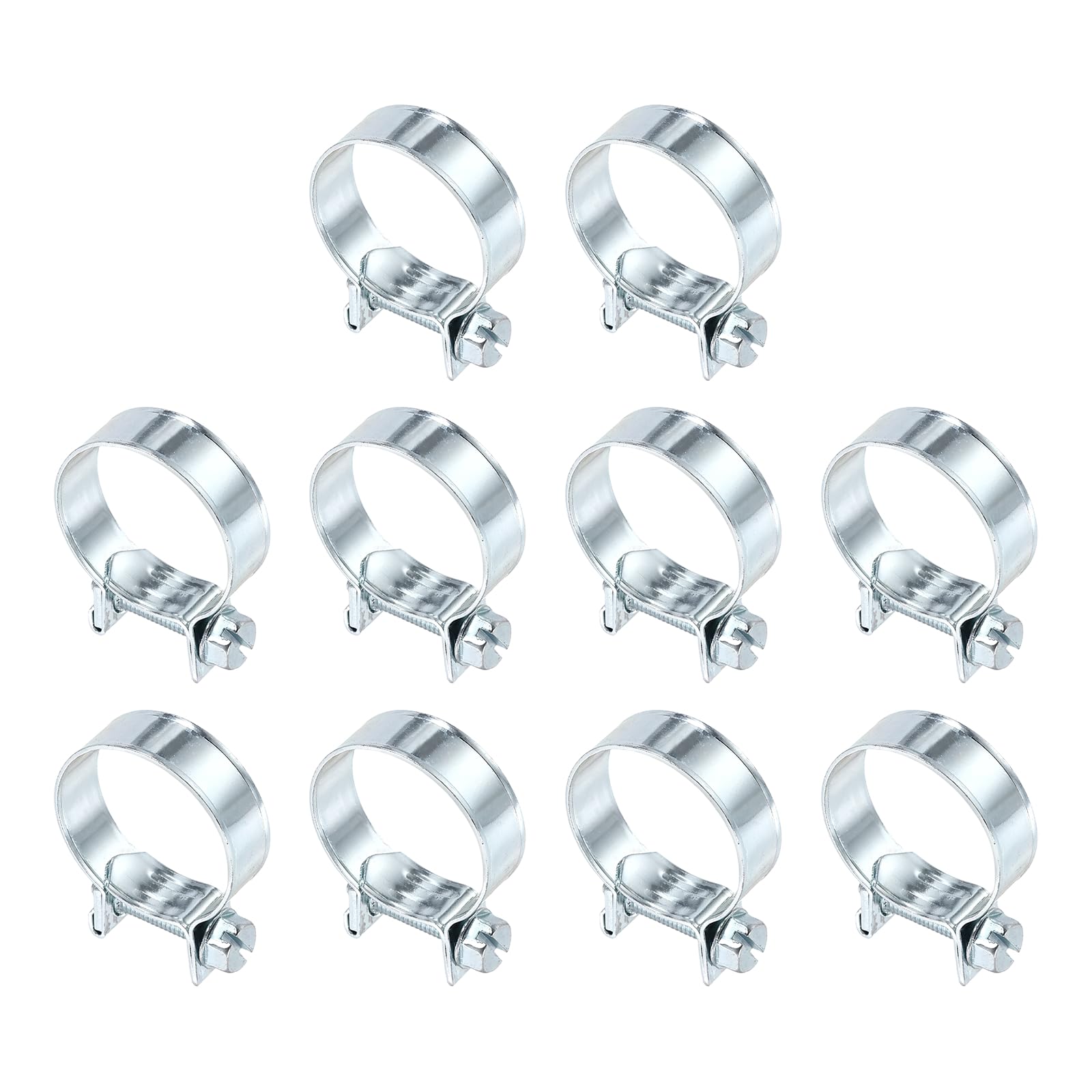 sourcing map 10pcs Fuel Injection Hose Clamp 23-25mm Adjustable Zinc Plated Steel Mini Gas Line Hose Clamp for Automotive Agriculture Plumbing Diesel Petrol Pipe
