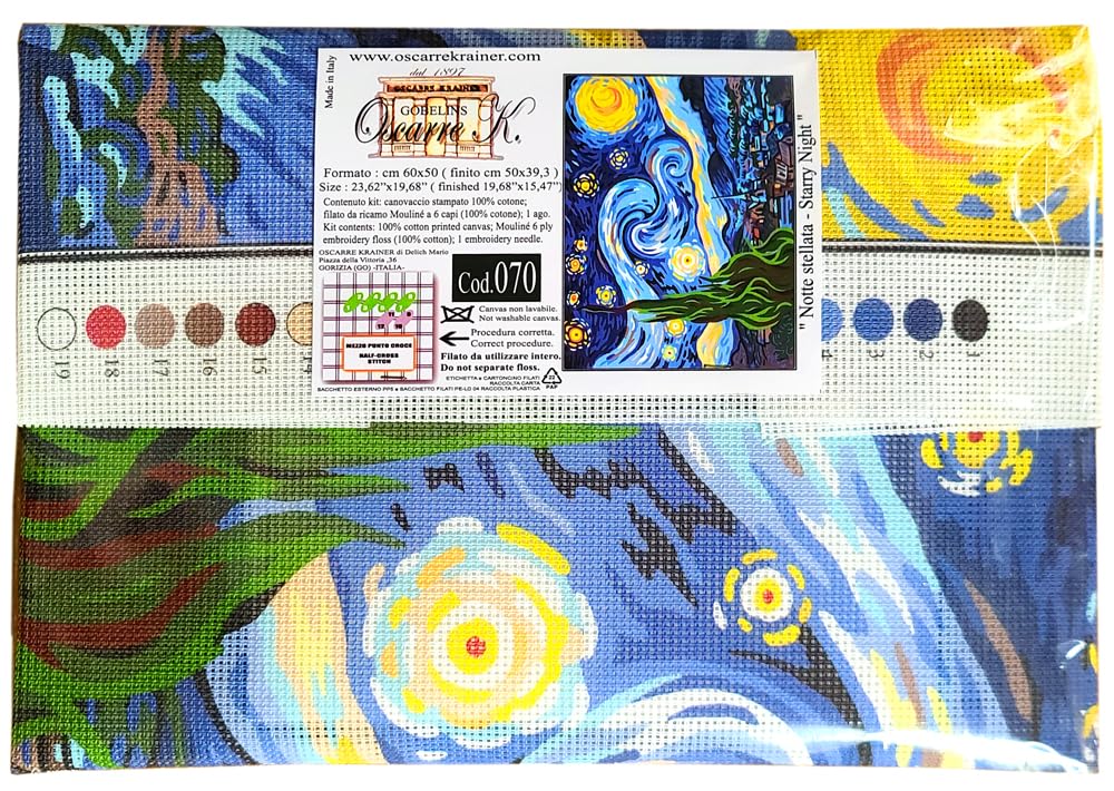 Oscarre K. gobelins Kit Mezzo Punto Croce Completo cm 60x50 (ricamo finito cm 50x39) Notte Stellata