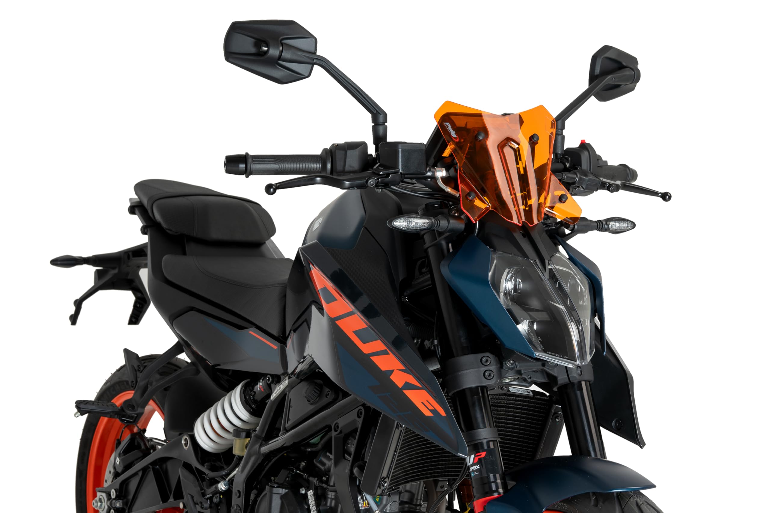 Puig 21997T New Generation Sport Windshield – Sporty Design and Aerodynamic Protection for KTM 125 DUKE and KTM 390 DUKE 2024-2025, Orange
