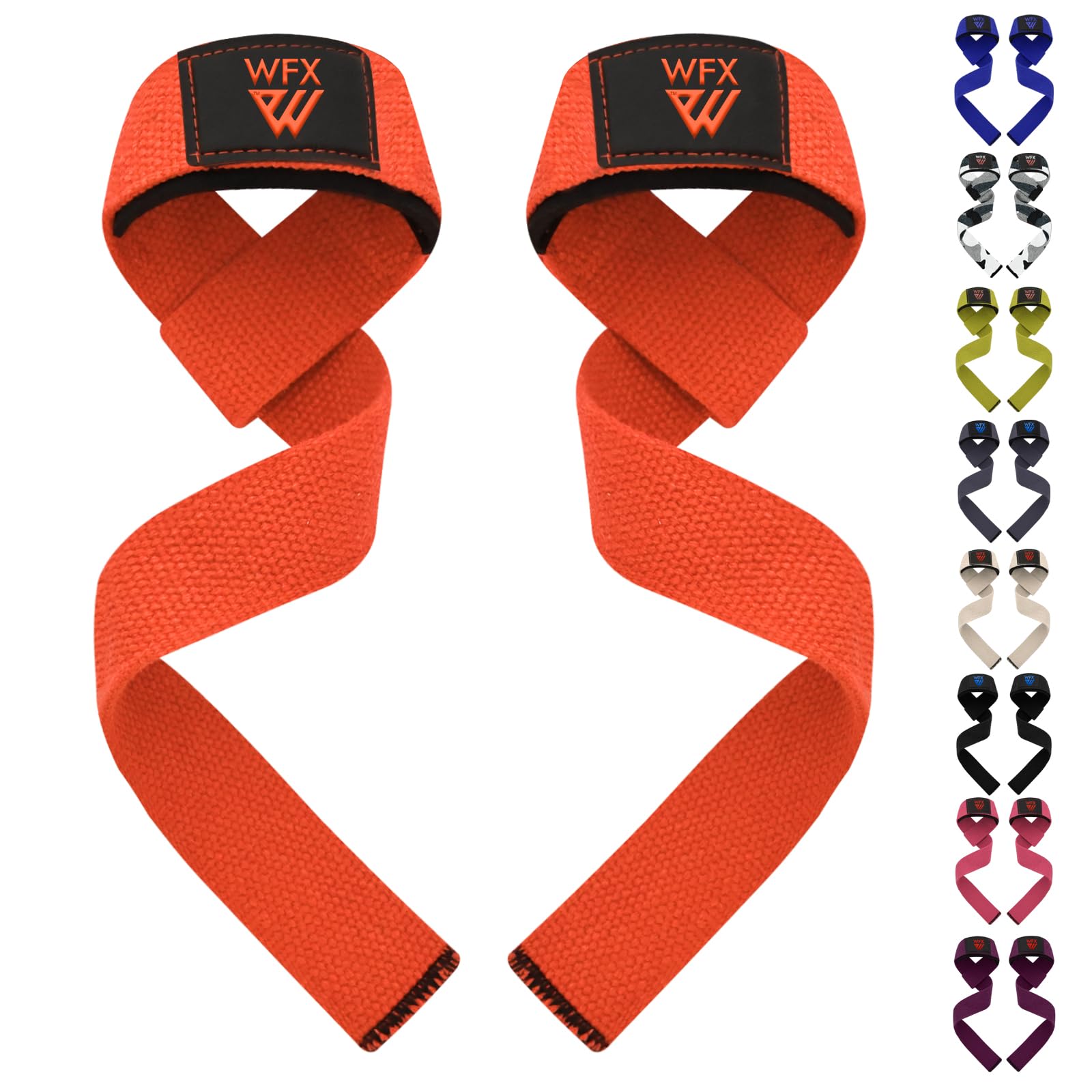 WFX Zughilfen Krafttraining & Bodybuilding, gepolsterte Zughilfen mit rutschfestem Griff für Deadlifts und Powerlifting, Gym Zubehör für Frauen & Männer (Lifting Straps)
