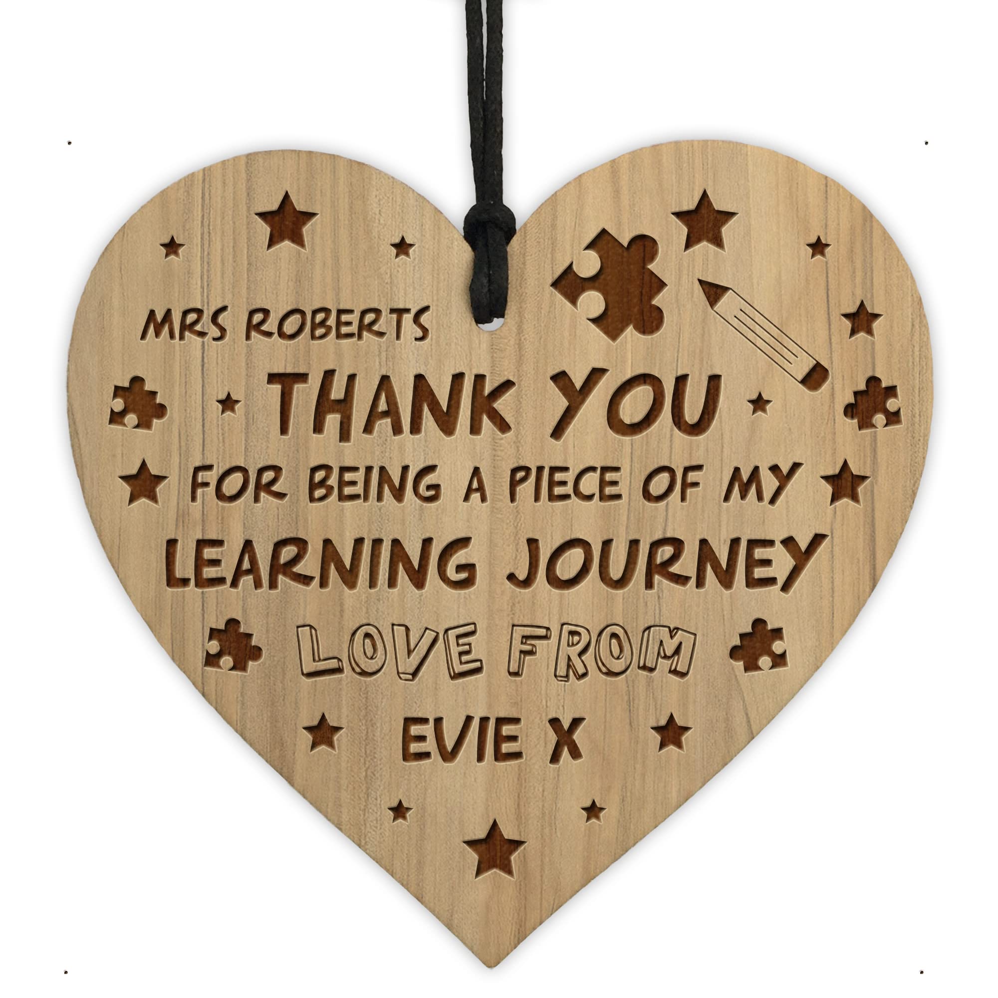 Red Ocean Thank You Gift For Him Her TEACHER GIFT Engraved Heart Personalised School Nursery Gift