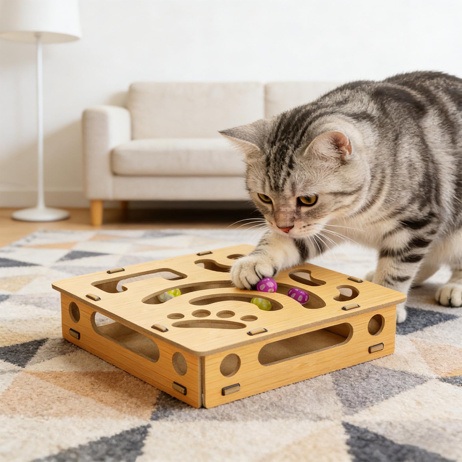 Jouet De Lime À Griffes Chat Interactif avec 4 Balles à Clochettes