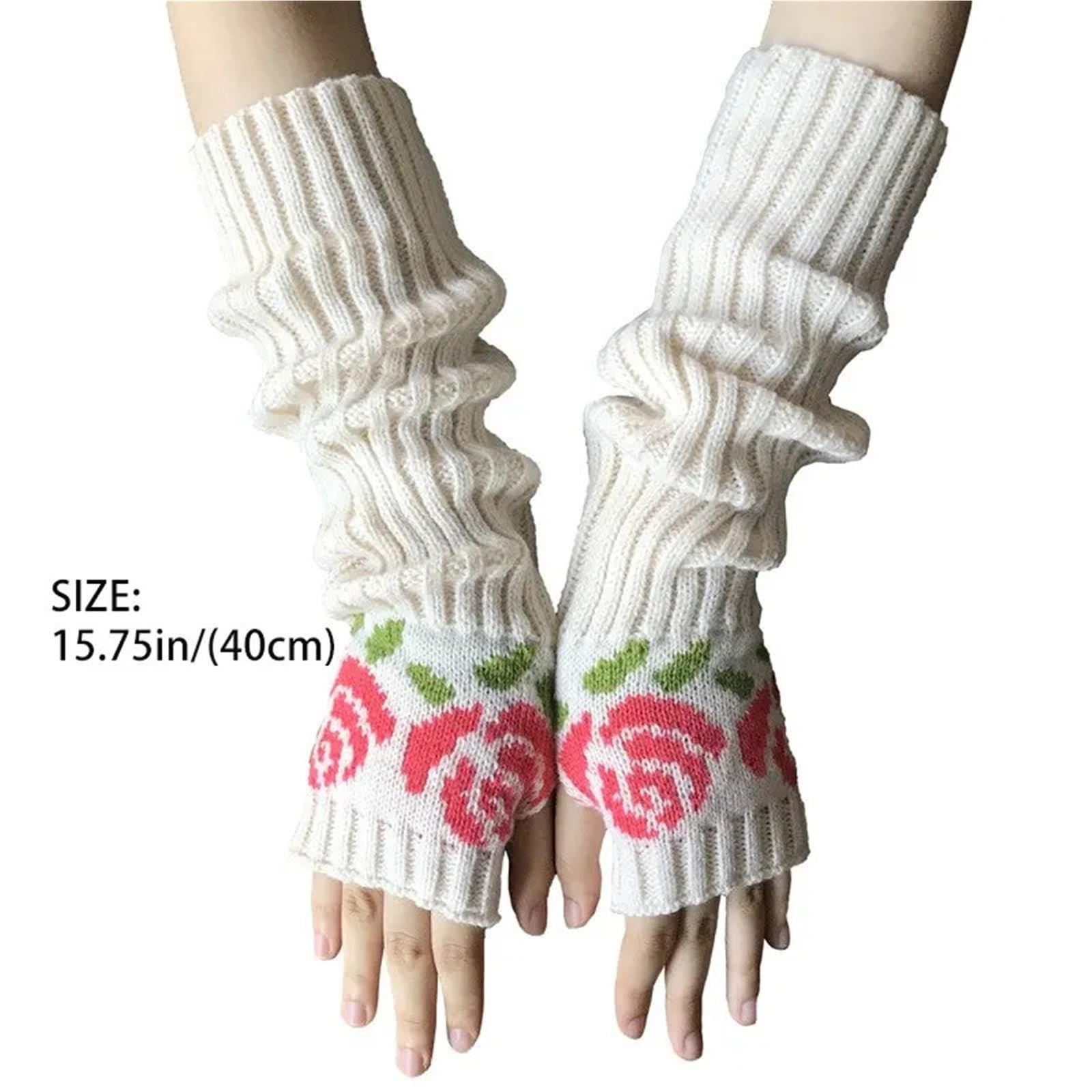 3 pares de guantes invierno punto rosa medio dedo alargados incluso brazo for mujer Para Correr, Ciclismo, Conducir