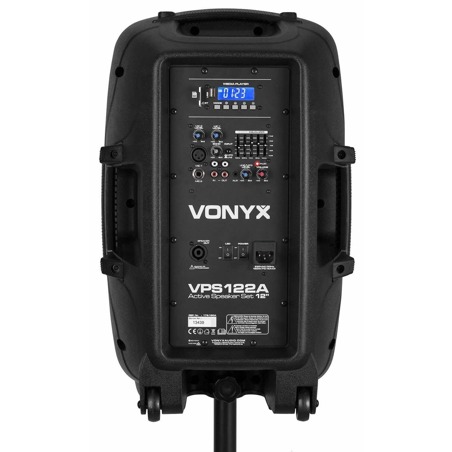 VONYX VPS122A - Enceinte Sono Portable, Puissance de 800W, LEDs au Rythme de la Musique, Technologie Bluetooth, Livré avec Pieds