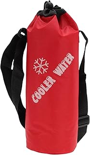 Bolsa Aislante para Botella de Agua de Tela Oxford con Aluminio y Correa Ajustable para Deporte al Aire Libre 30x10cm Rojo