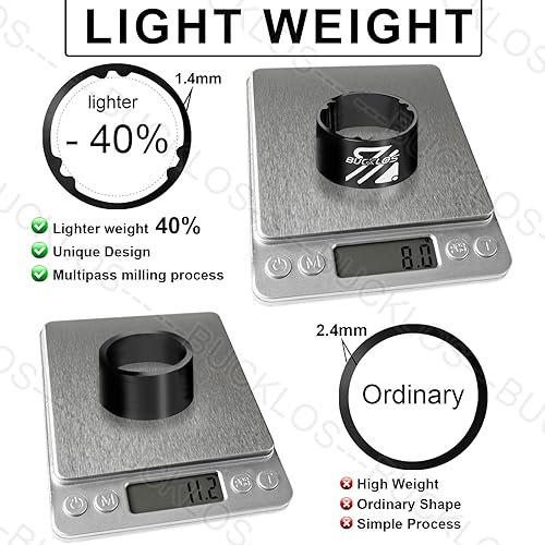 Miniatura 3 de BUCKLOS 11 unidades de auriculares espaciadores para bicicleta de 1-18 vástago de horquilla de aluminio de fibra de carbono  20 15 10 5 3 0.079 in