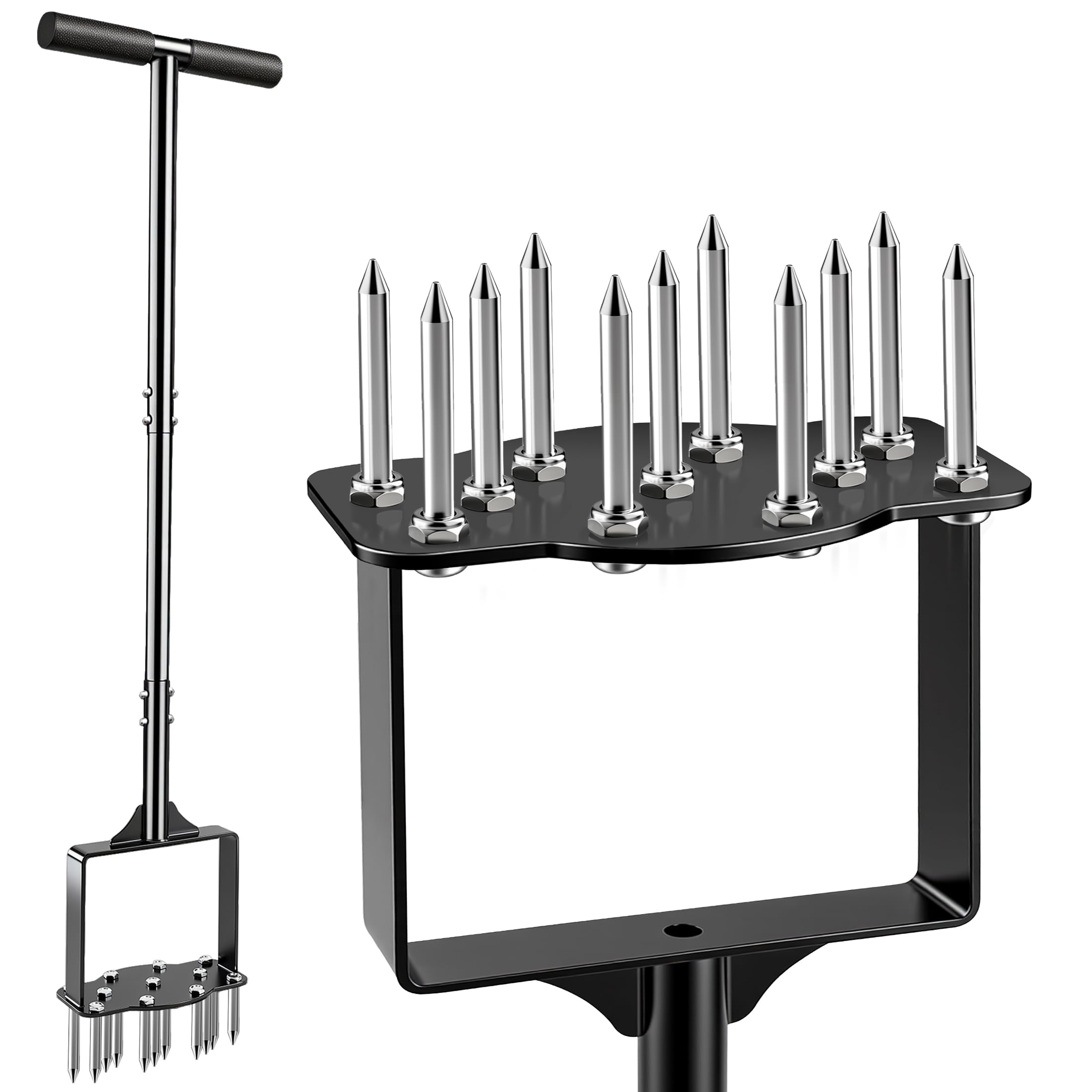 Herramienta aireadora manual de césped con 11 picos de acero, fácil