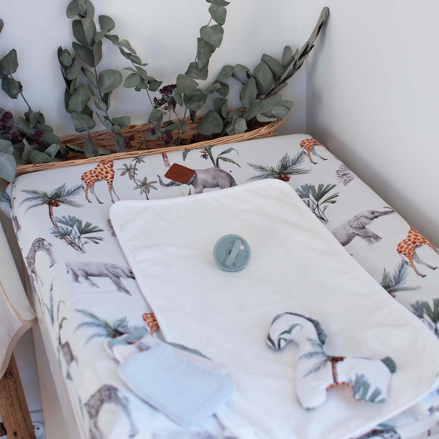 SEVIRA KIDS | Housse de matelas à langer + tapis de change, Safari - 70 x 50 cm - Made in France 70 x 50 cm