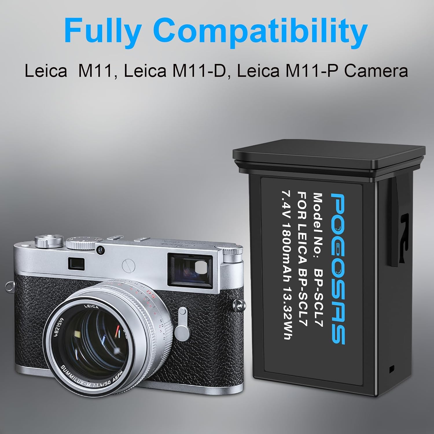 BP-SCL7 Battery for Leica M11P/ M11M, 1800mAh BP-SCL7 Li-ion Rechargeable Batteries Compatible Leica BP-SCL7Charger, LeicaM11P LeicaM11M Camera