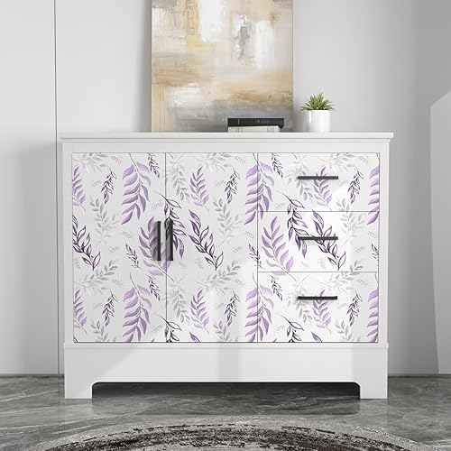 Miniatura 3 de Blue Leaf Papel de contacto de 17.5 pulgadas x 393 pulgadas, papel tapiz de hojas bohemias autoadhesivo para despegar y pegar, papel de pared floral