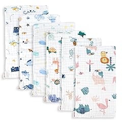 Maliton Muslin Baby Burp Cloths 6 Pack 20''x10'' 100% Cotton Muslin Cloth Pack of 6