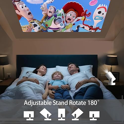 Miniatura 7 de Mini proyector con WiFi 6 y Bluetooth 5.4, proyectores portátiles con ratón de aire, proyector inteligente para películas al aire libre de 40-200