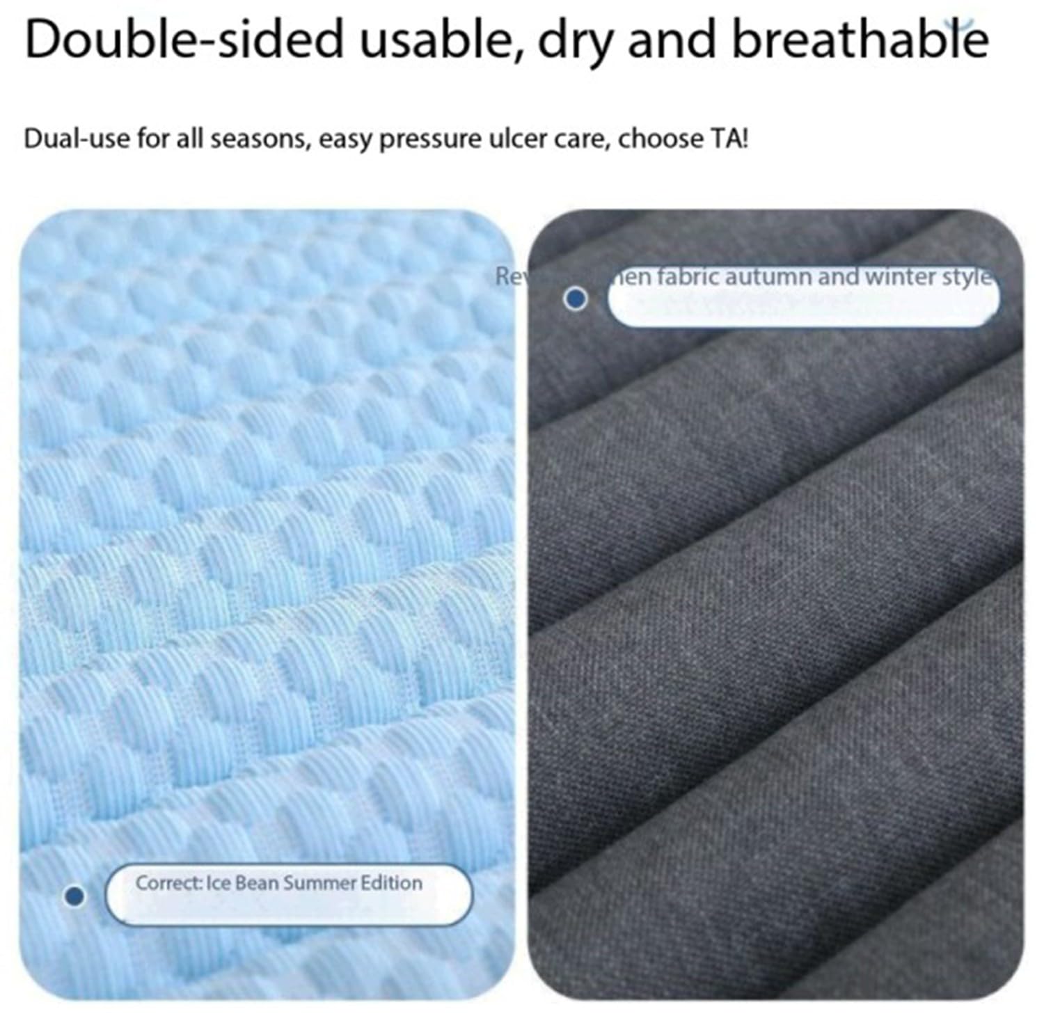 Almohadilla Antipresión, Colchón Antiescaras Fresco Y Transpirable, Protector De Cama Para Personas Dependientes, Soporte Confortable Para Sofá Y Cama,Utilizable Por Ambos Lados B,180 cm x 90 cm
