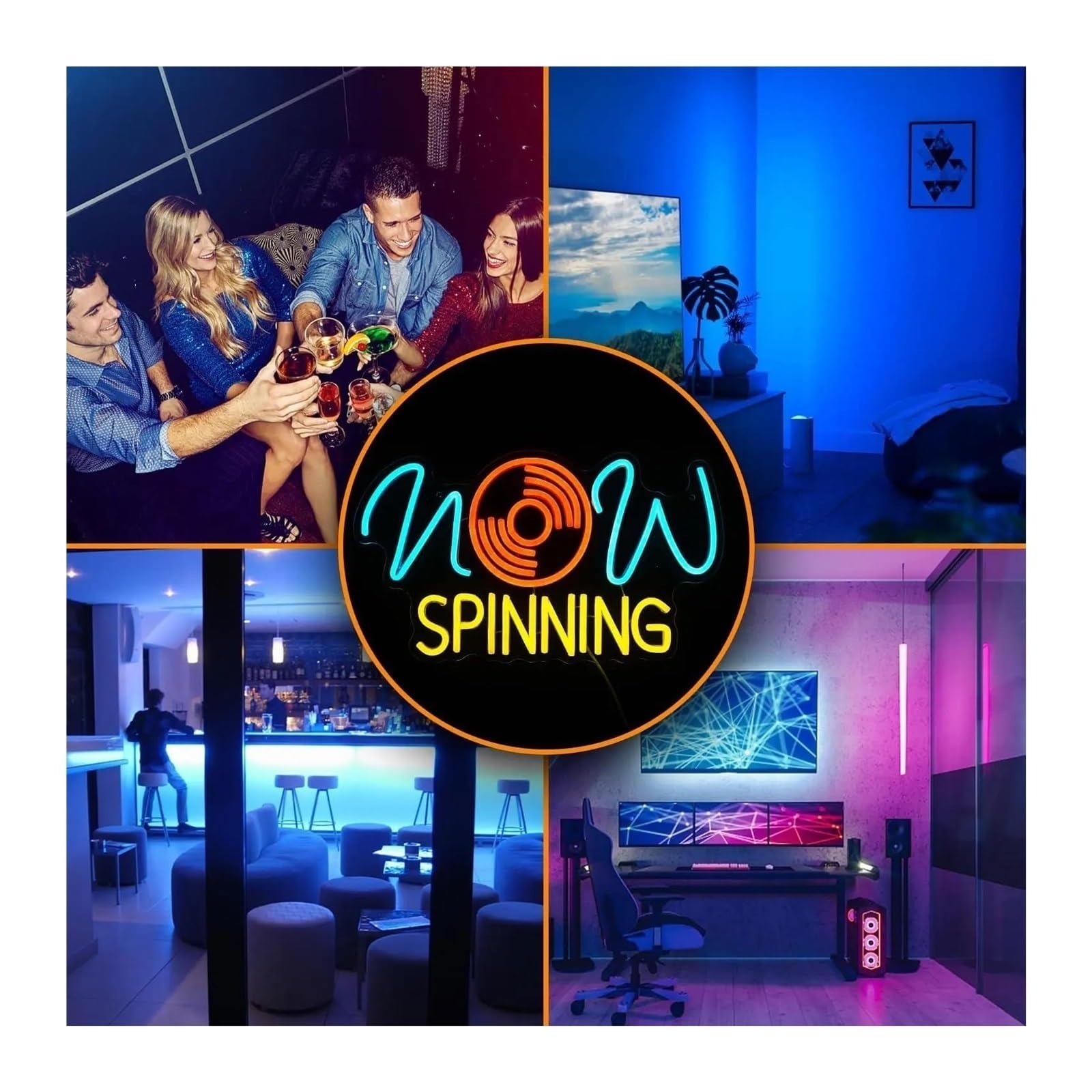 Insegna luminosa al neon Registra per insegna al per neon Musica rotante Luce LED