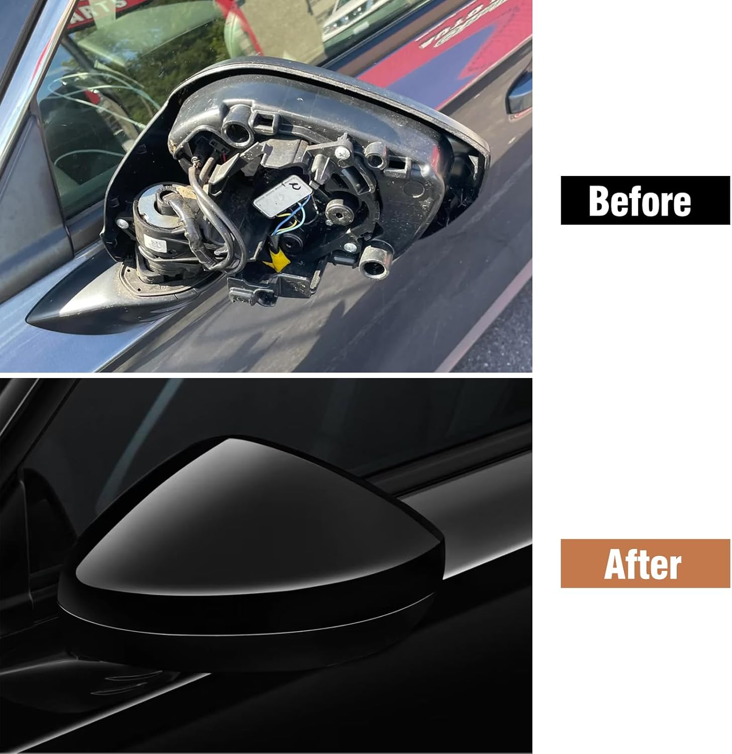 Moonlinks Compatible with Honda Civic 11th Gen 2022-2025 LX EX EX-L Si Sedan Sport Side Mirror Cover Replacement, Glossy Black Left Driver Side Clip-on Mirror Cap WITHOUT Turn Signal