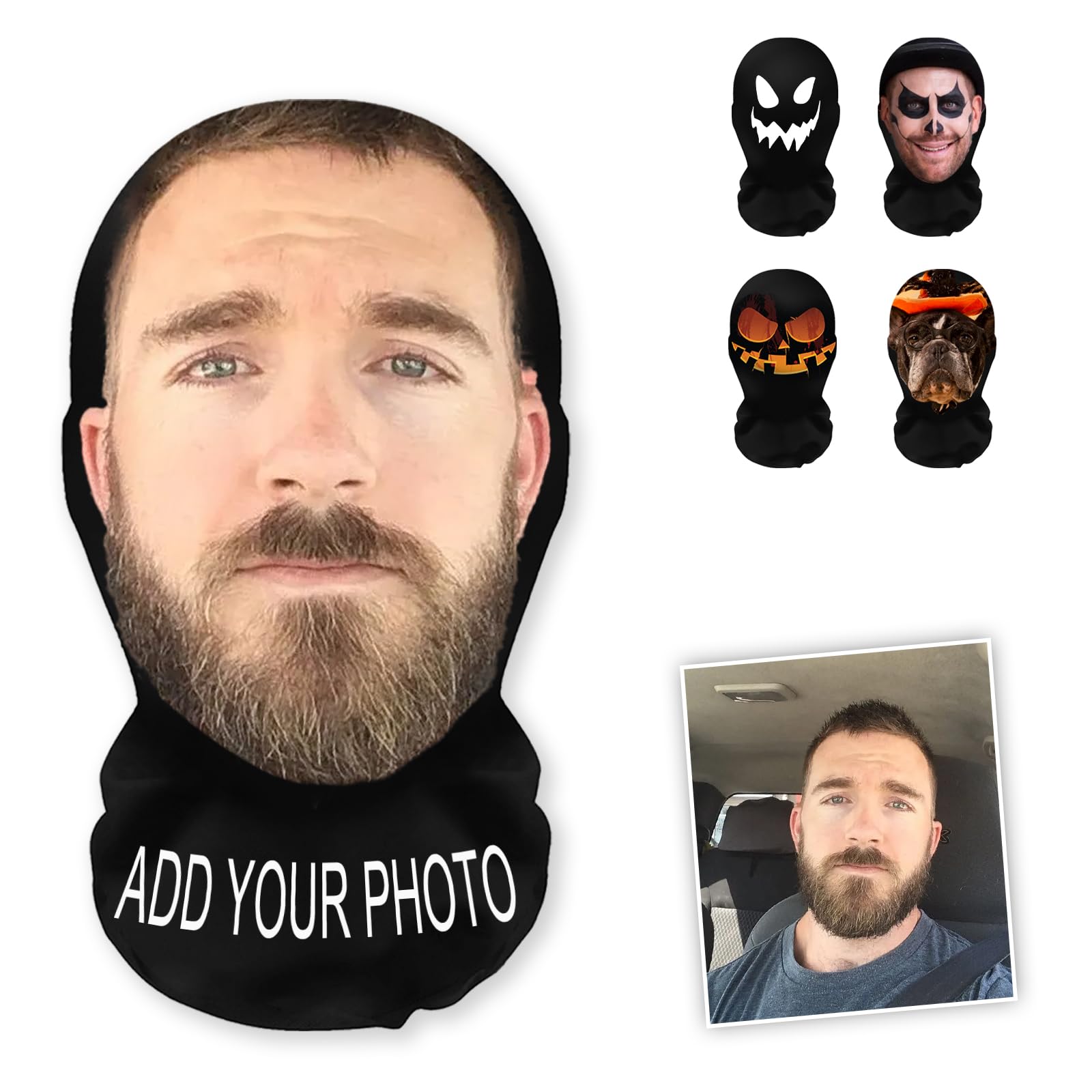 Personalised Masks Faces Photo, Personalized Printed Photo Headgear Mask, Halloween Mask, Suitable for Queueing and Themed Events