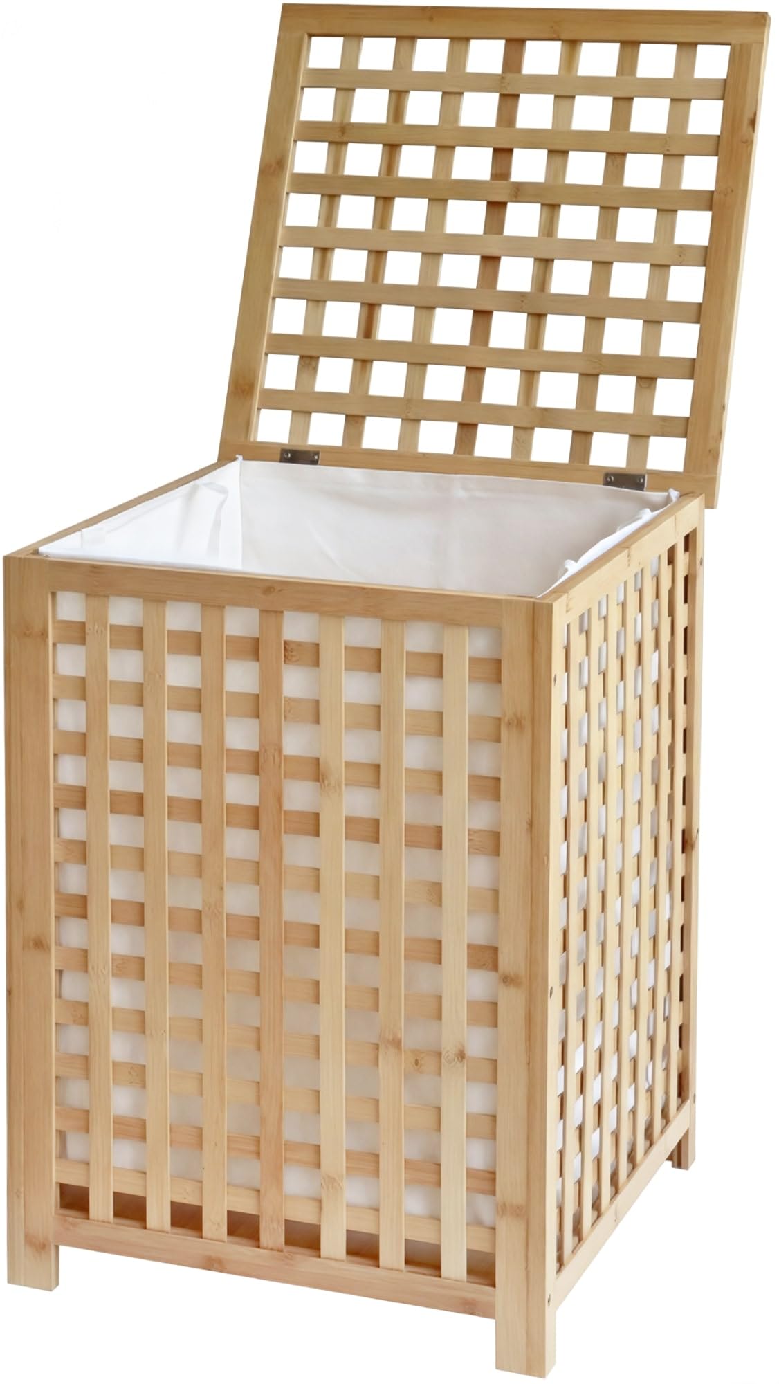 CLP Wäschebox für Schmutzwäsche Lenca, Wäschesammler Holz Wäschesack 90L waschbar herausnehmbar, Bambusrahmen für Badezimmer, Farbe:natur